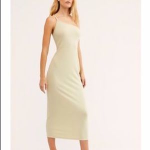 Free People Sand Luna Ribbed Midi Dress